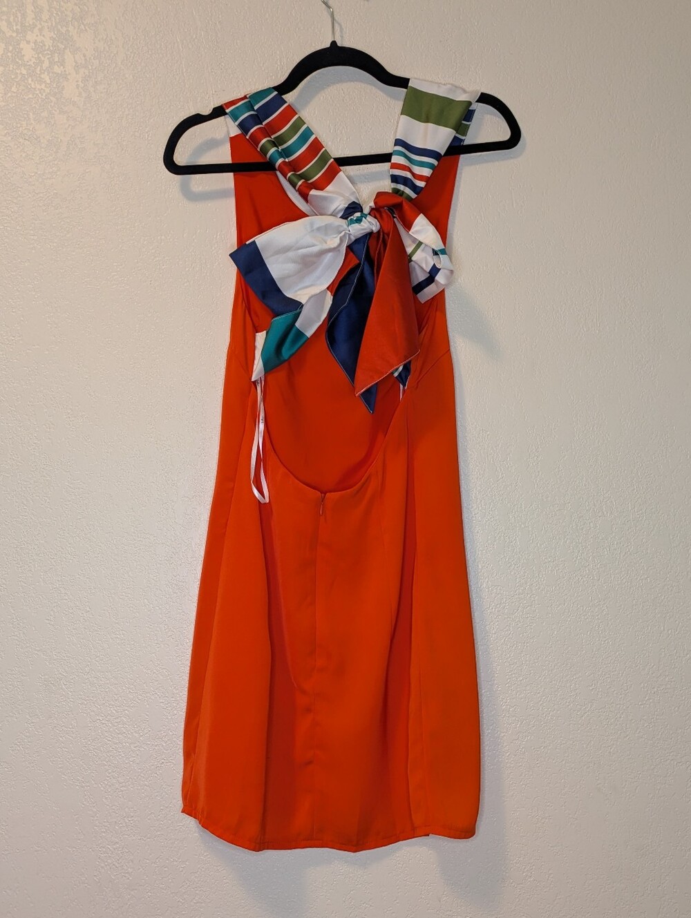 Lulu's Joyful Red Orange Multi Stripe Tie-back Mini Dress - Picture 5 of 8